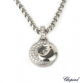 Chopard 18k White Gold Happy Diamonds Moon Pendant B&P 792288-1001